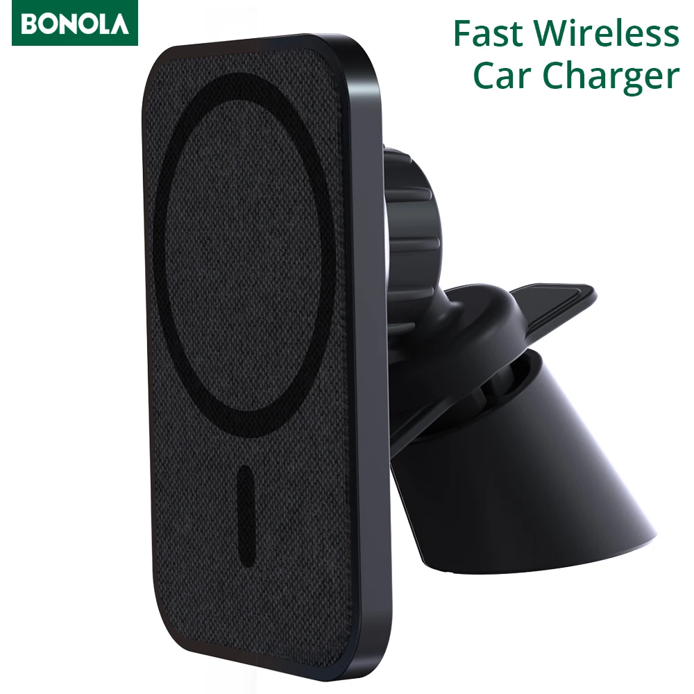 bonola 15w magnetic car wireless charger stand for iphone 13 12 pro maxmini fast magnet wireless charger for apple smart phone free global shipping