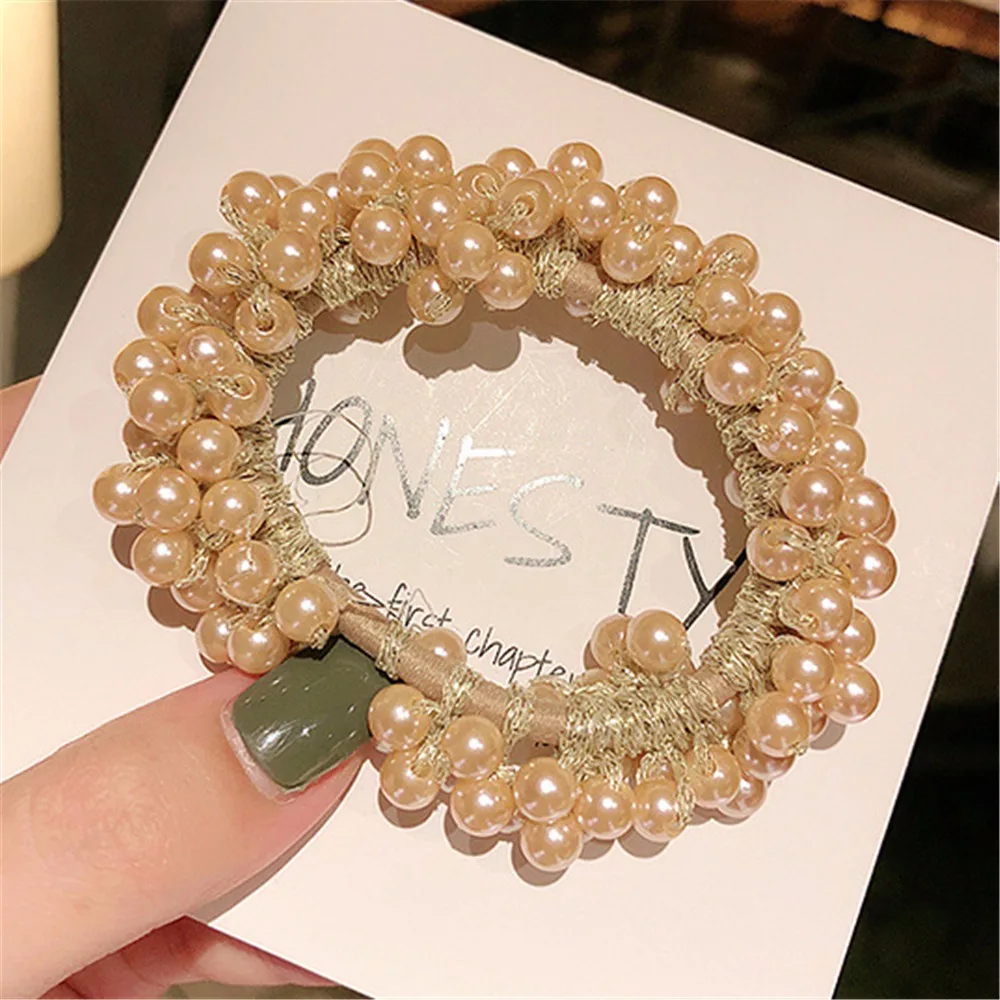 Модные резинки Украшенные жемчужинами женские резинка для волос жемчуг хвостик