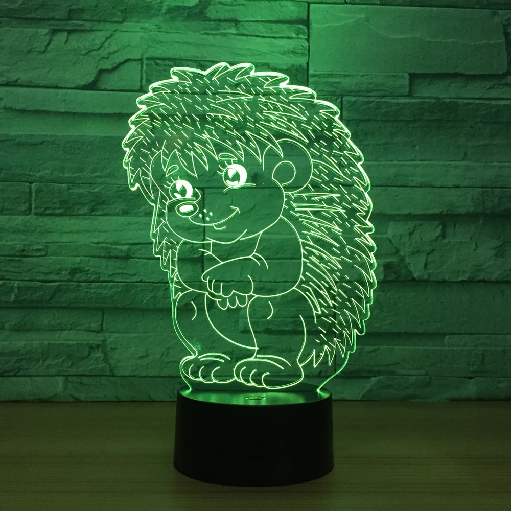USB LED пользовательский Ежик акриловый 3D ночник цветной пульт дистанционного