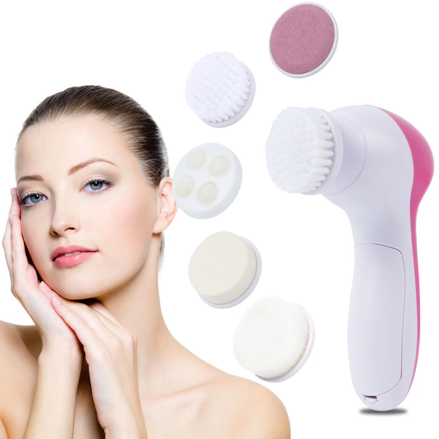 5 in 1 Electric Face Cleaning Brush Wash Face Machine Skin Pore Cleaner Body Cleansing Massage Mini Massager Brush