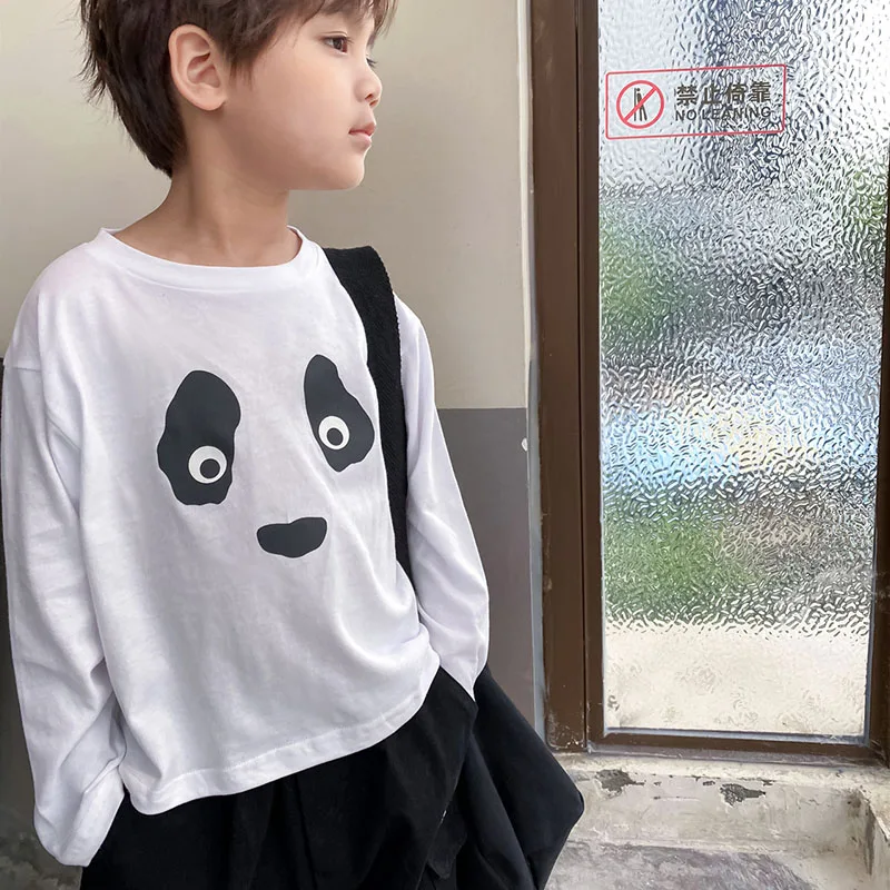 Baby Boys Shirts 2021 New Boys Autumn Kids Tops T Shirts for Boys Cotton Cartoon Panda Long Sleeve Boys Children Clothes Boy