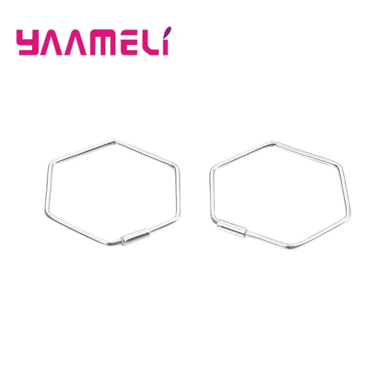 

Серьги-кольца с шестигранным геометрическим элементом из стерлингового серебра 925 пробы, модные женские массивные ювелирные изделия, сваде...