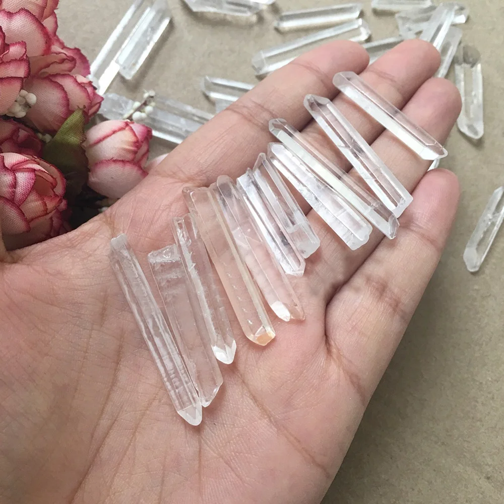 

100 Grams of Polished Fine Style" Natural White Crystal Column Rough Single-pointed Crystal Ornaments Degaussed Crystal Rough
