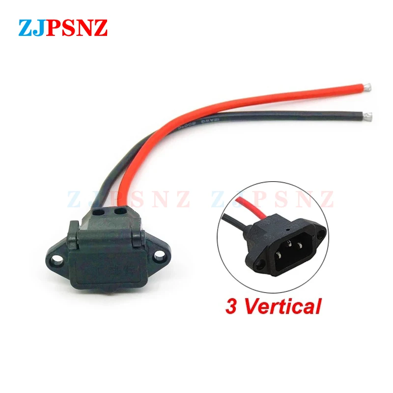 

E-bike Battery Connector Plug Universal Three Vertical Charging Socket With 12AWG Cable For 36V 48V Electric Vehicle J31