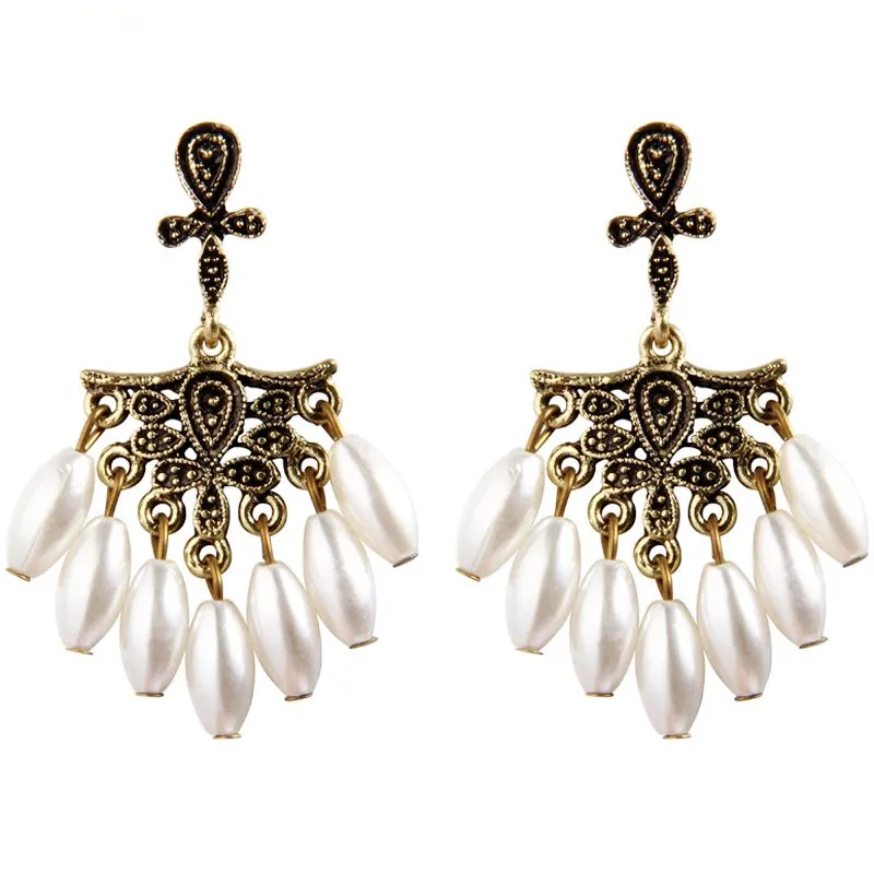 MINHIN Simulated Pearl Stud Earrings Women Bohemian Geometric Earrings Wedding Jewelry Korean Earrings - Окраска металла: 025