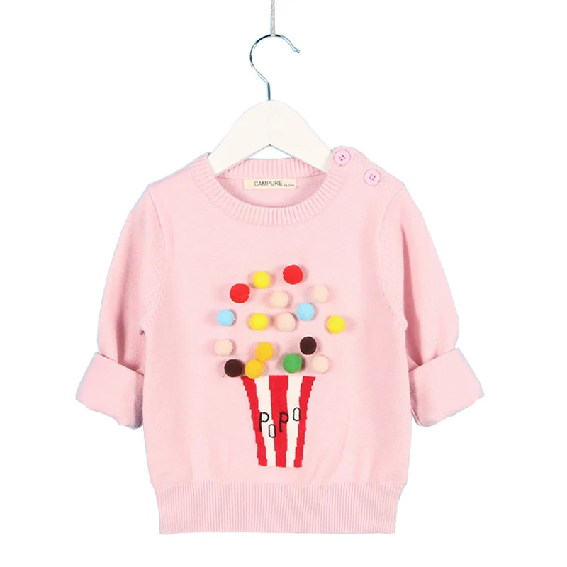 Осенне зимний пуловер для девочек свитера хлопковое пальто с длинным рукавом