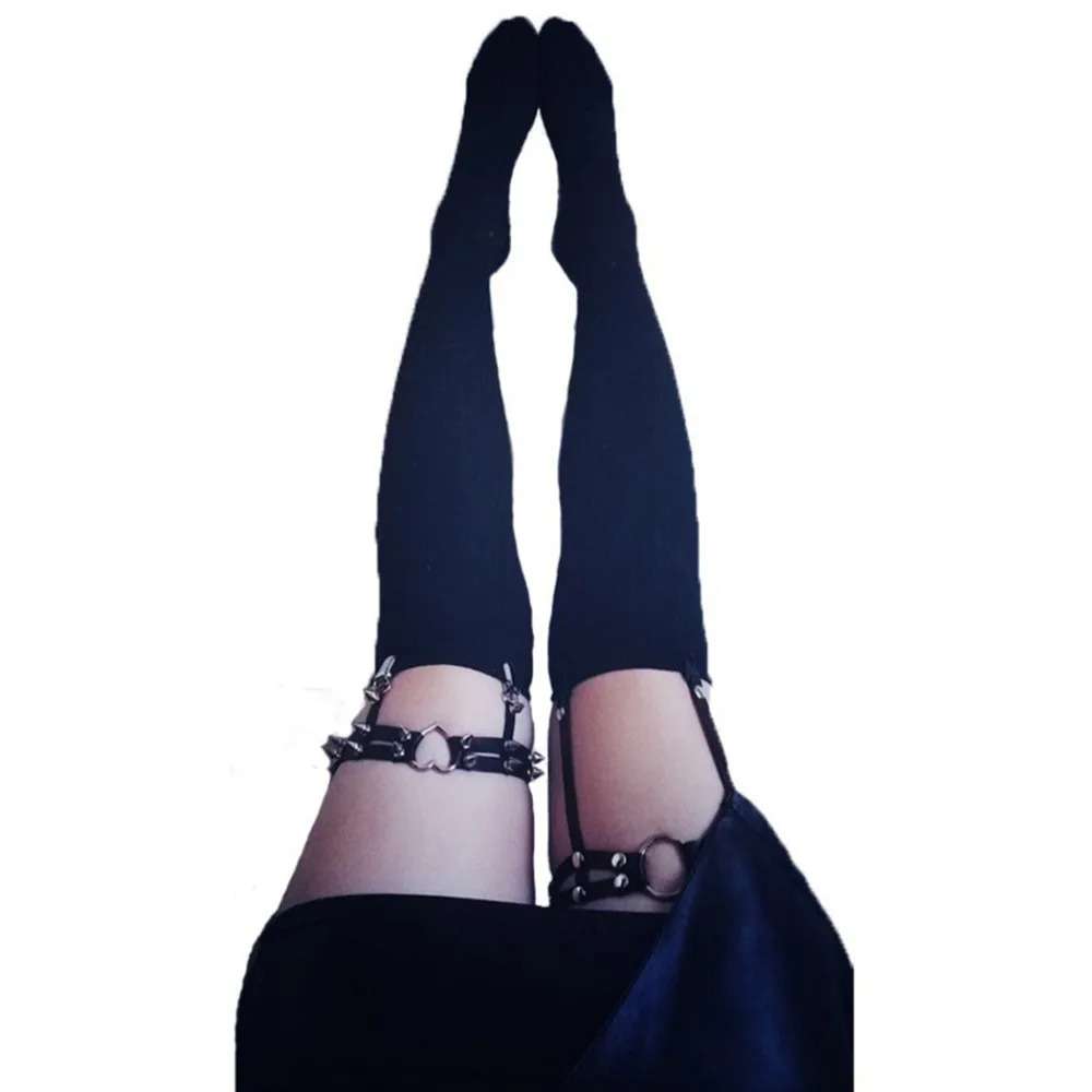 2 шт. панковский Готический кожаный подтяжки носки ремень сексуальные Harajuku ноги