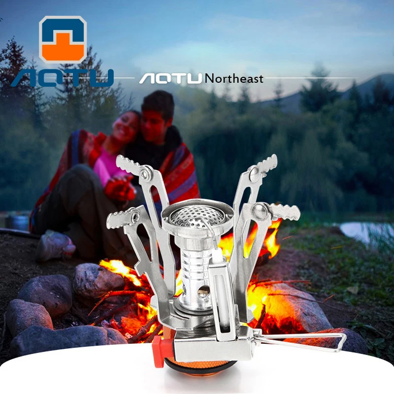 

Aotu Wind proof Outdoor Gas Stove Camping Gas burner Folding Electronic Stove hiking Portable Foldable Split Butane Stoves 3000W