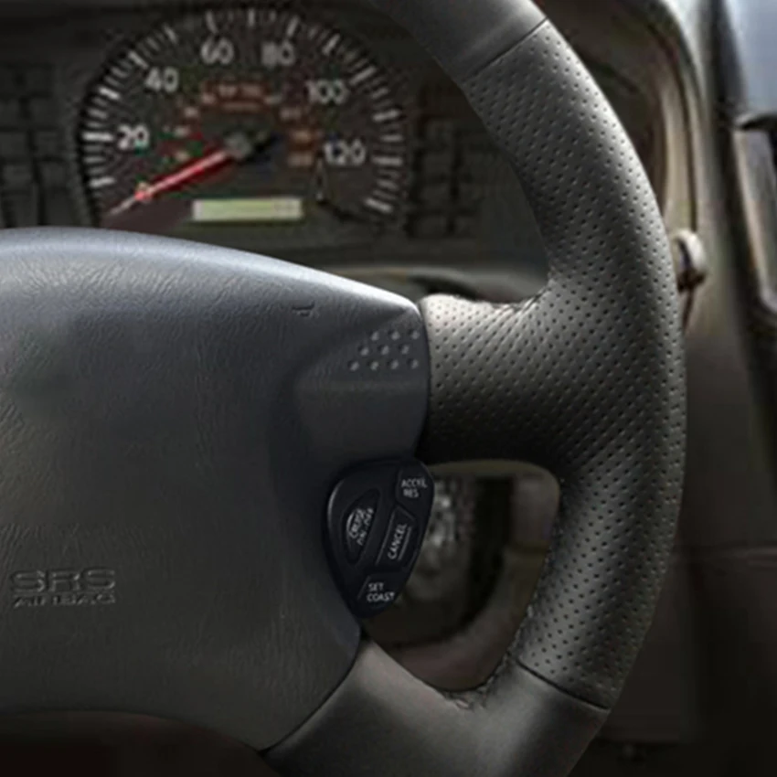 

LQTENLEO Black Genuine Leather Car Steering Wheel Cover For Nissan Sentra 2000 2001 2002 2003 2004 2005 2006 Sunny 2000-2010