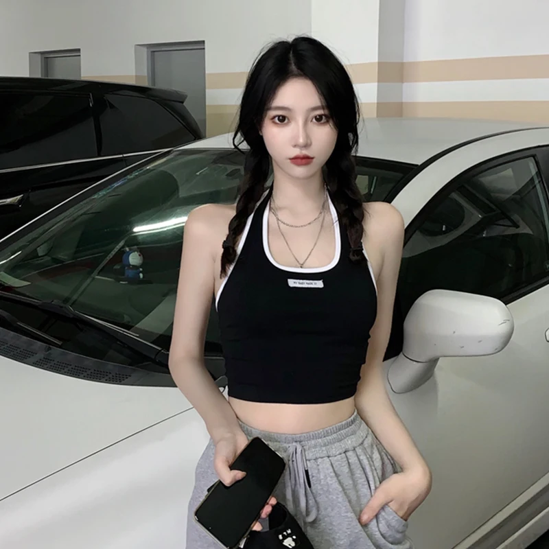 

Лидер продаж, весенне-осенняя кофта на бретельках для девочек, однотонный спортивный топ-труба, летняя Красивая спинка