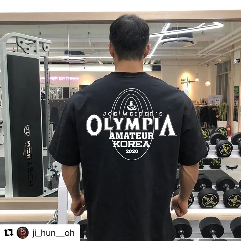 

Мужская спортивная футболка для бега, хлопковая Спортивная футболка для бодибилдинга, фитнеса, свободного покроя, Мужская модная летняя фу...