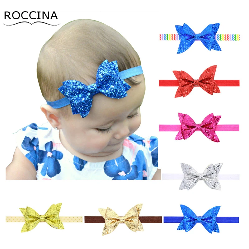 

Baby Big Bow Headband Princess Baby Headwear Shinny Headband for Baby Girl Hair Bow Sequin Double Bow Headband Kids Accessories
