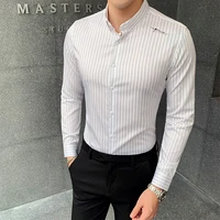 mens shirts light luxury korean style slim casual long sleeved shirts trendy handsome formal wear business mens high