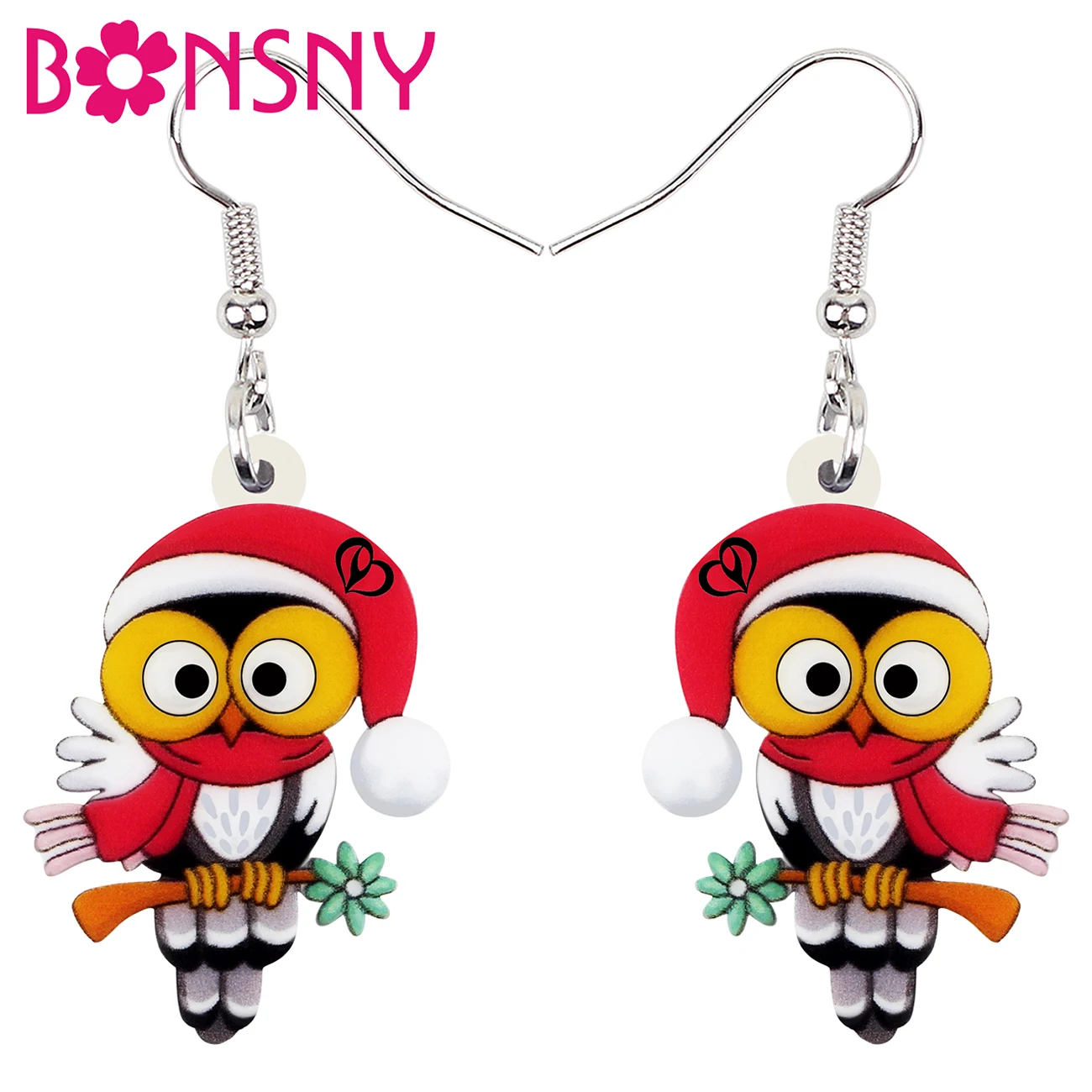 BONSNY Акриловая Рождественская Милая Красная шляпа с совами модные украшения