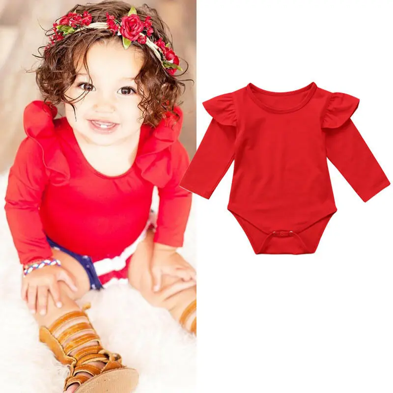 

Cute Newborn Baby Girls Romper Long Sleeve Ruffles Jumpsuit Outfits Baby Girls Clothes 0-24Months