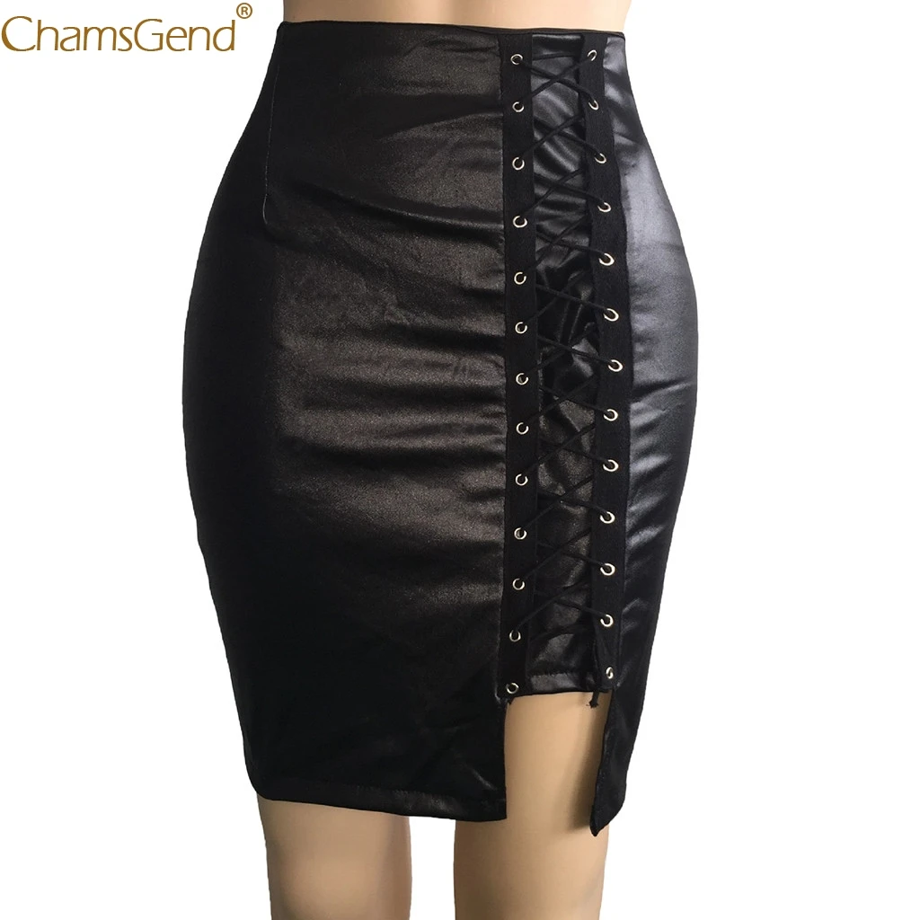 Женская юбка с высокой талией черная плиссированная размера плюс бандажная