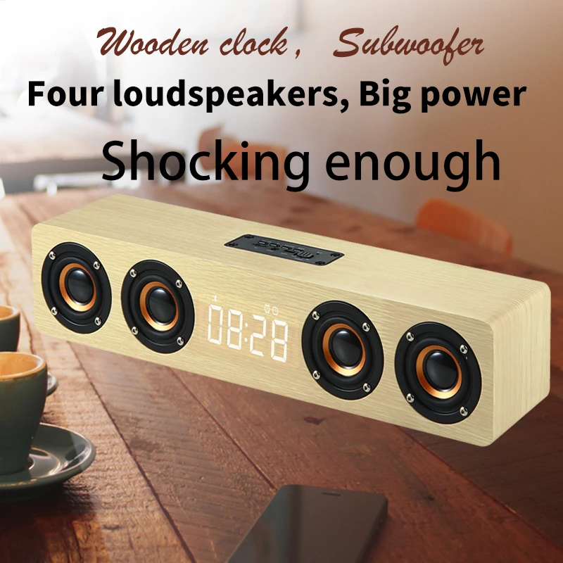 

Free Gift 32G TF Card Caixa De Som Bluetooth Speaker Wireless subwoofer Column TV Soundbar Internet Radio Clock Alarm Digital
