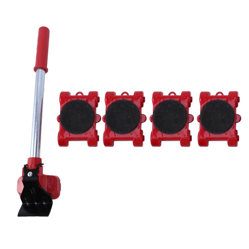 

Furniture Mover Tool Transport Lifter Heavy Stuffs Moving 4 Wheeled Roller with 1 Bar Set
