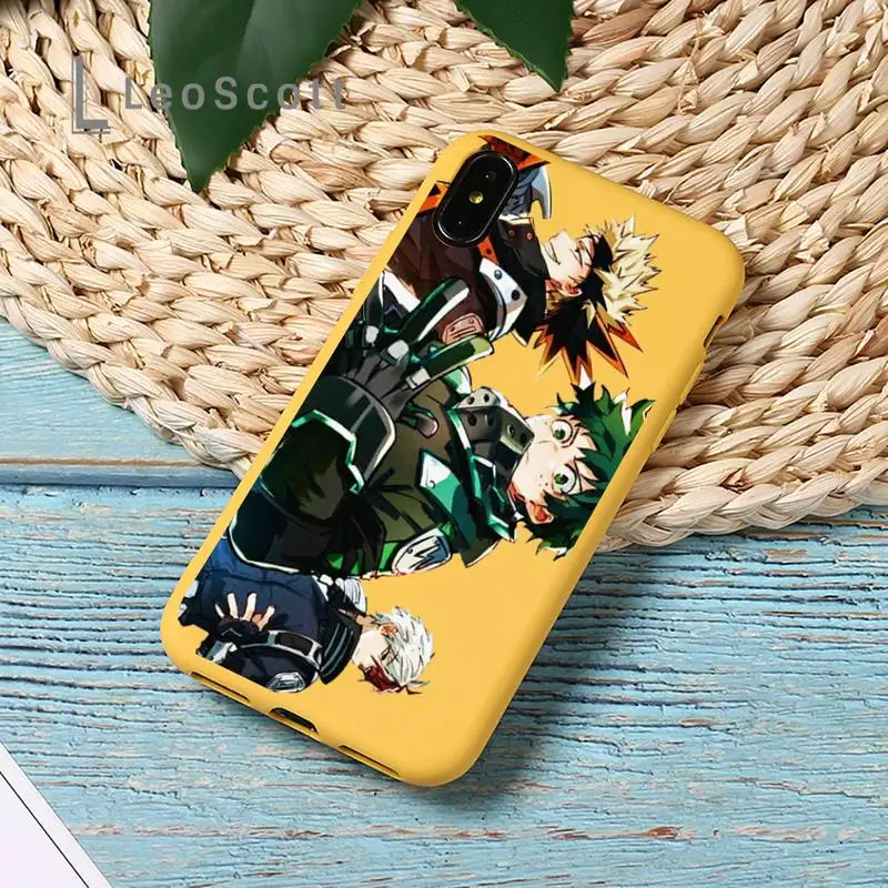 

My Hero Academia deku bakugou Boku no Hero Phone Case Yellow Candy Color for iPhone 11 12 mini pro XS MAX 8 7 6 6S Plus 2020 XR