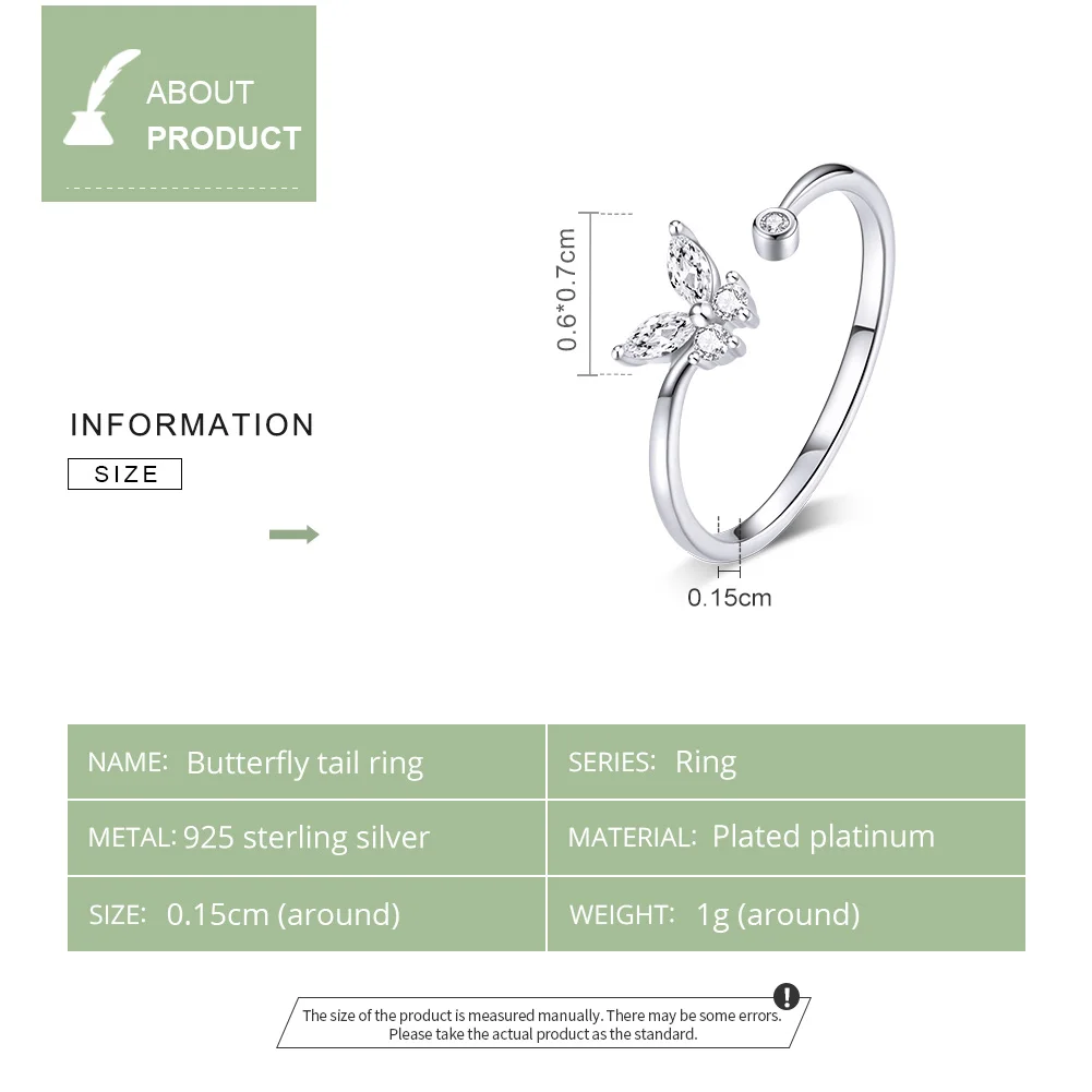 Женское кольцо в виде бабочки из серебра 925 пробы | Украшения и аксессуары
