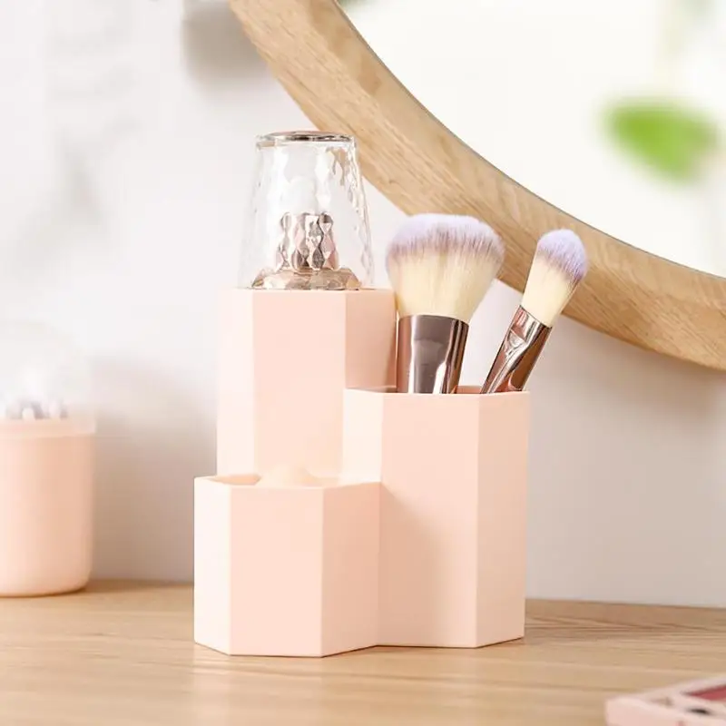 3 Lattices Cosmetic Brush Box Table Organizer Makeup Nail Polish Cosmetic Holder Make Up Tools Boxes Jewelry Display Rack Kits