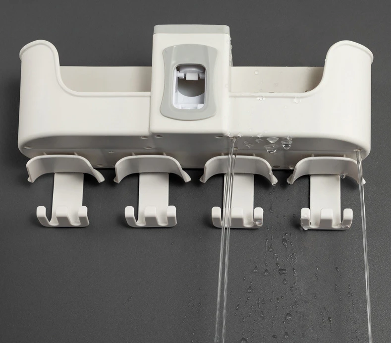 4pcs Multifunctional Toothbrush Holder Bathroom Accessories Set Automatic Toothpaste Dispenser Holder Bathroom Storage