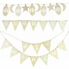 1 комплект ИД Мубарак баннер Рамадан кареем Звезда Луна деревянная гирлянда исламский мусульманский праздник аксессуары