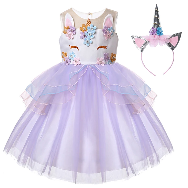 New Baby Unicorn Dress for Girls Embroidery Ball Gown Girl Princess Birthday Dresses Party Costumes Children Clothing | Детская одежда