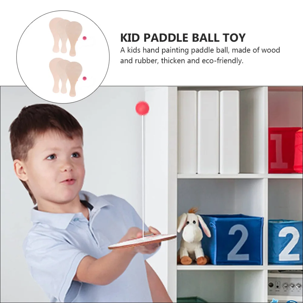 

6pcs Wood Paddle Ball Game Indoor Outdoor Paddle Ball Toys Game for Children