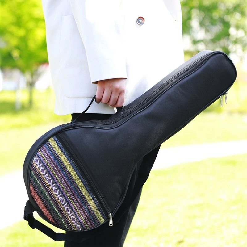 

25in 4-Strings Banjo Bag Ethnic Style Ukulele Tote Case Cotton Backpack Musical Instrument Accessory