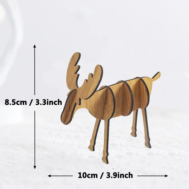 1pcs Small elk 50 шт., деревянные рождественские украшения, елочные украшения, Санта-Клаус, снеговик, олень, рождественские вечерние украшения для дома, подарок на год - Цвет: 1pcs Small elk