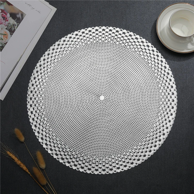 

Placemat Table Mat Heat-Resistant Wipeable Waterproof Anti-Slip Round Flower Pad