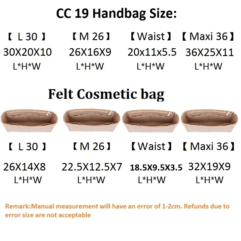 Bolsa de mano con solapa CC 19, bolso de mano de fieltro, organizador de maquillaje, bolso interior de viaje, bolsas de cosm&eacute;ticos port&aacute;tiles-1