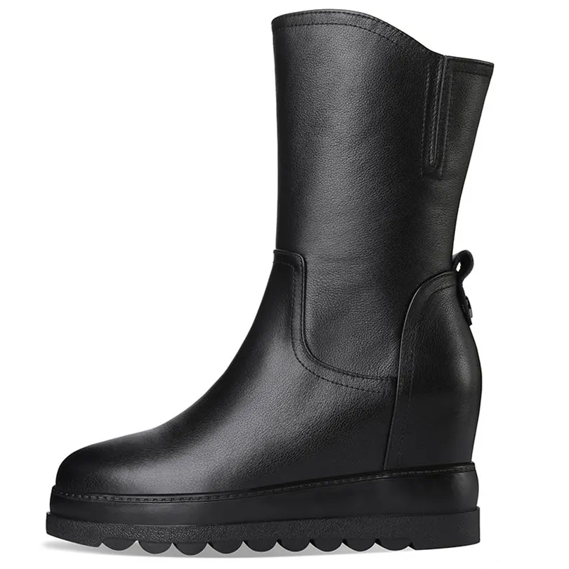 

2020 Fashion Sneakers Women Genuine Leather High Heel Ankle Boots Female Round Toe Platform Thigh High Pumps Shoes Casual Shoes