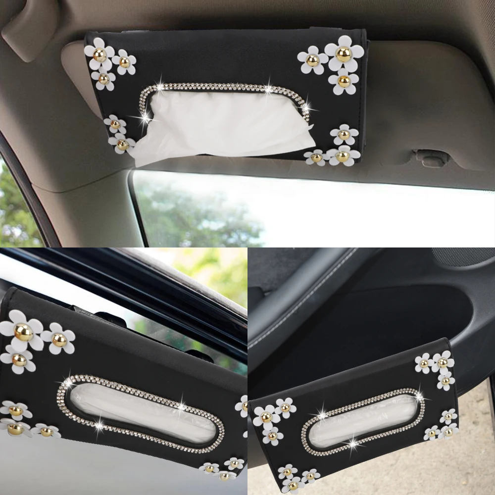 

Прозрачная бумажная коробка для хранения в интерьере автомобиля, искусственная организация с хризантемой, автомобильный солнцезащитный к...