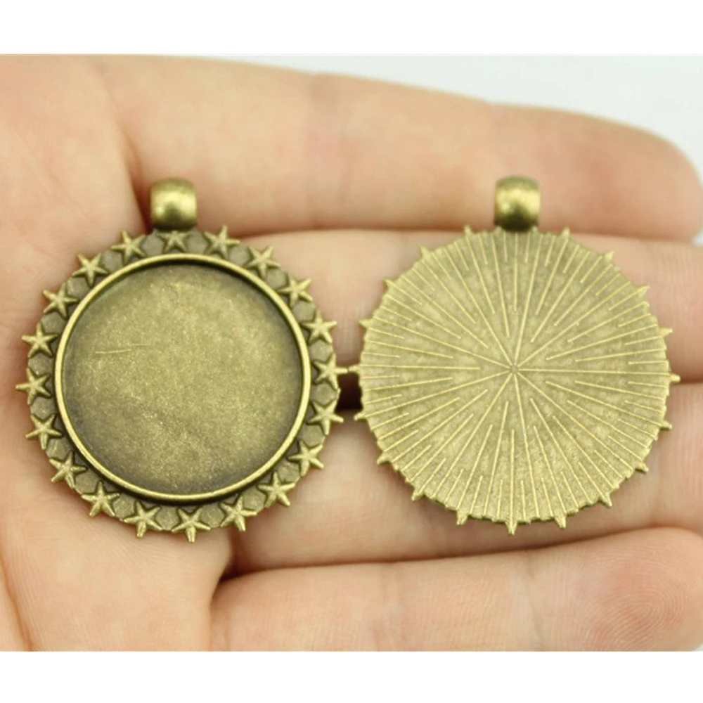 

diy charms for jewelry making pendant 25mm Round Side Perforation Style Star pendant base 4pcs