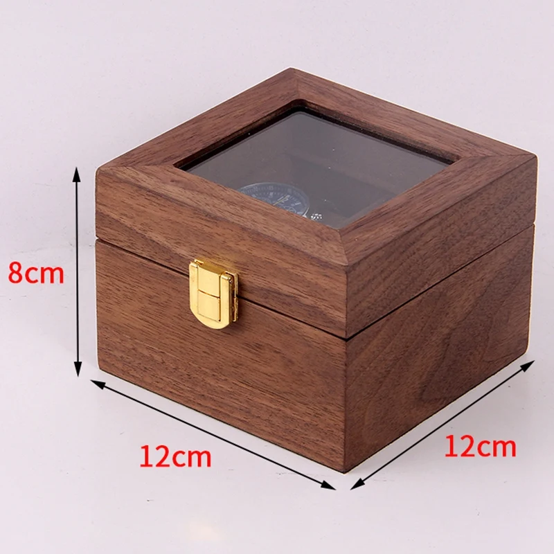 

2 Slots Wooden Watch Display Case, Glass Topped Wooden Watch Display Case Watch Jewelry Organizer