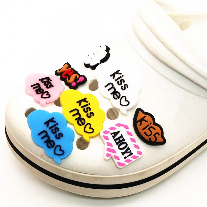 Single Sale 1pcs Greetings PVC Shoe Charms Accessories 15 Sentences Shoe Decoration for Croc jibz Party Kids Gifts Free shipping