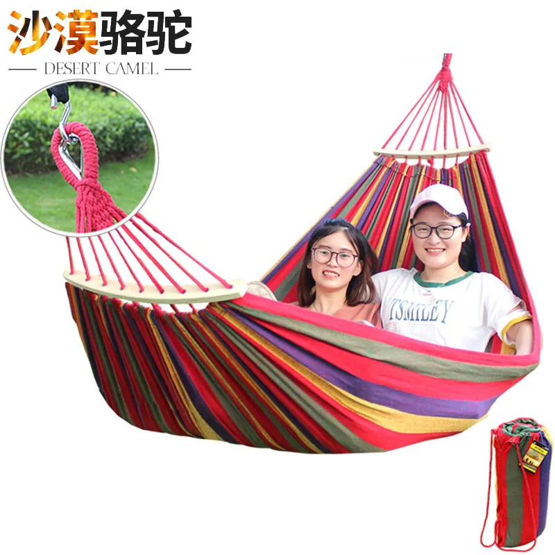 Hammock 200 * 100CM Wood Curved Handle Anti-Rollover Canvas Leisure Outdoor furniture swing Chair baby |