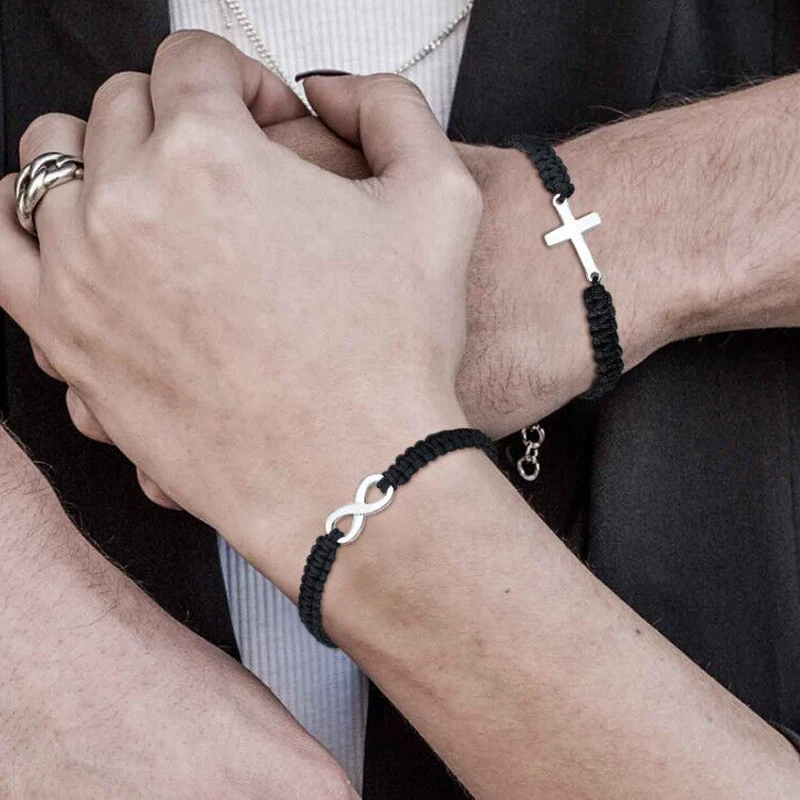 Браслет STAR OF DAVID ROPE для мужчин женщин пар Черный Плетеный Регулируемый Шарм