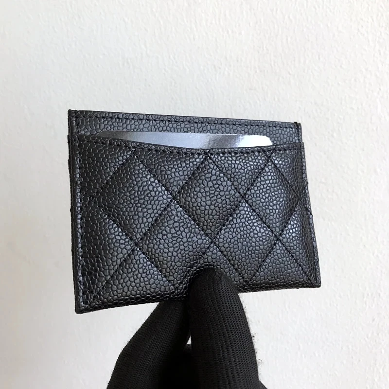 

Fast Welivery Luxury Brand High Quality Leather Card Case Diamond Pattern Unisex Wallet Caviar Sheepskin Coin Purse Classic