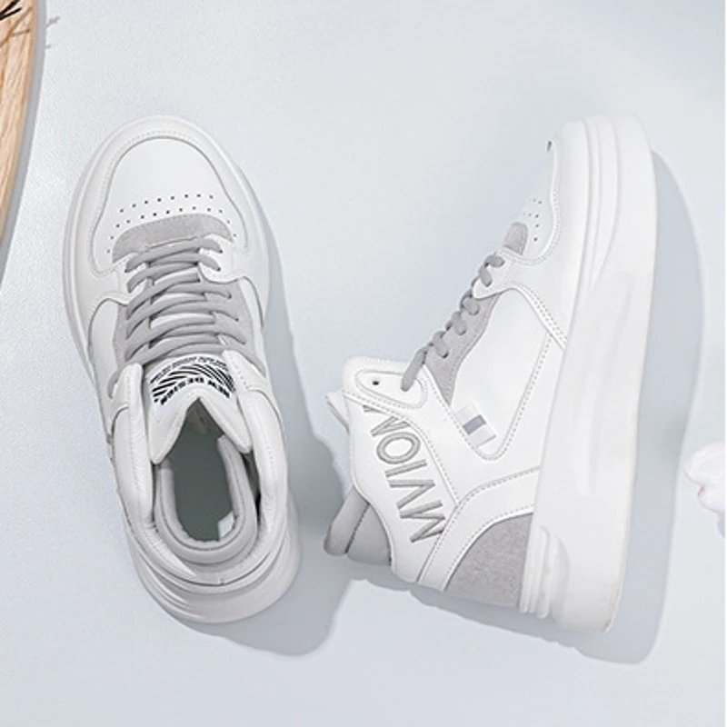 

New Fashion High Top Women Shoes Breathable White Shoes Women Casual All Match Lace Up Sneakers