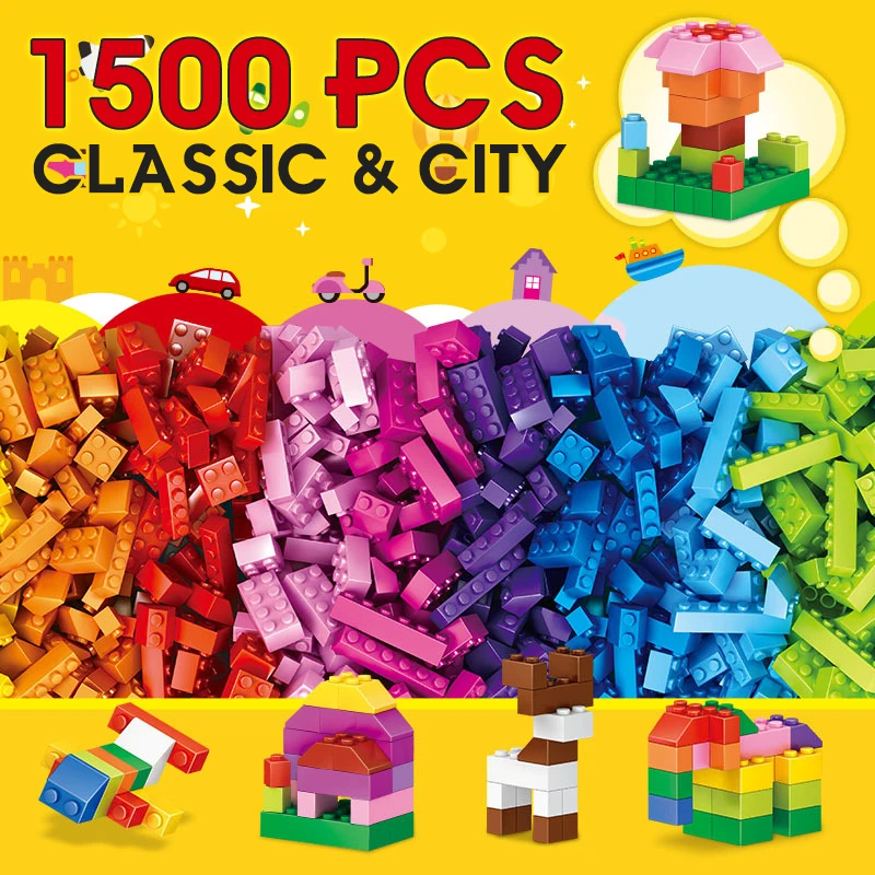 

250-1500Pcs DIY Small Building Blocks City Classic Creative Bricks Bulk Model Figures Educational Toys For Kids Christmas Gift