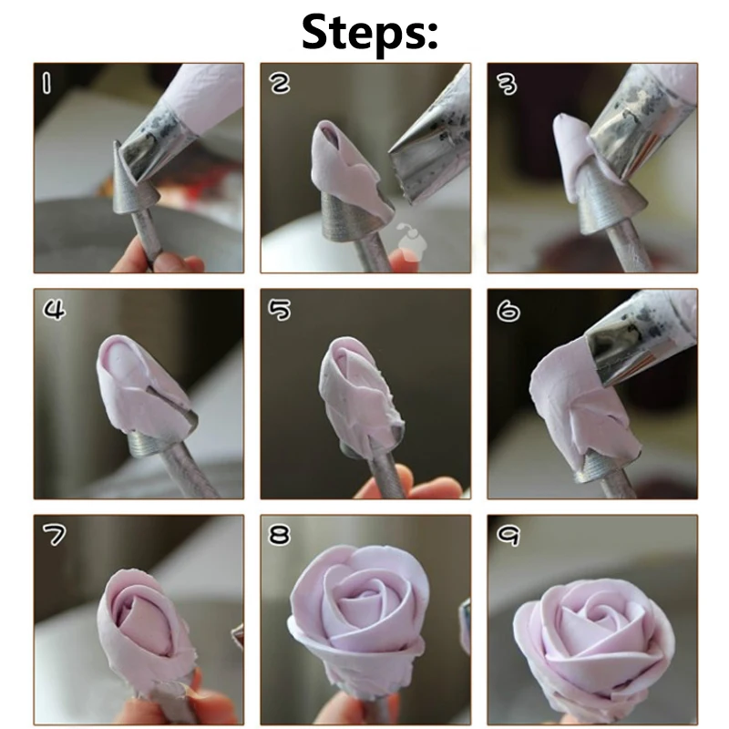 

Hot 1pc Rose Flower Aluminum Pastry Tips Cake Nozzle Cupcake Sugar Craft Icing Cream Piping Decorating Stick Pastry Baking Tools