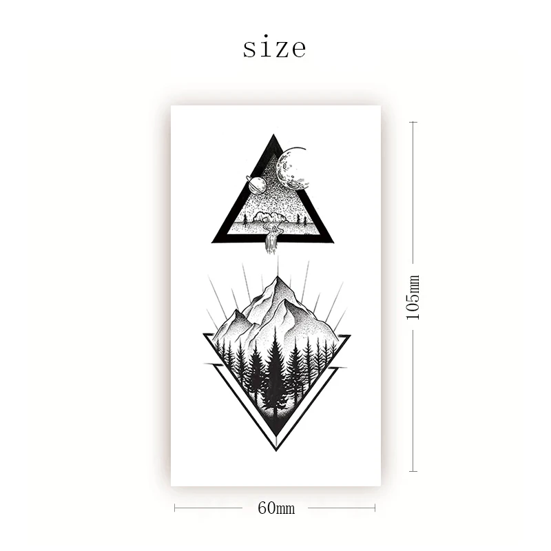 

Waterproof Temporary Tattoo Sticker Black River Earth Mountain Tree Fake Tattoos Flash Tatoo Chest Neck Body Art for Women Men