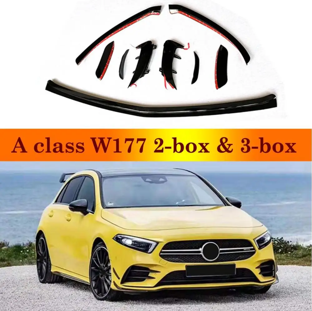 

9pcs/Set ABS Gloss Black Front Lip Bumper Splitter Sets For Mercedes W177 2-box 3-box Car Styling Rear Bumper Splitter Canard