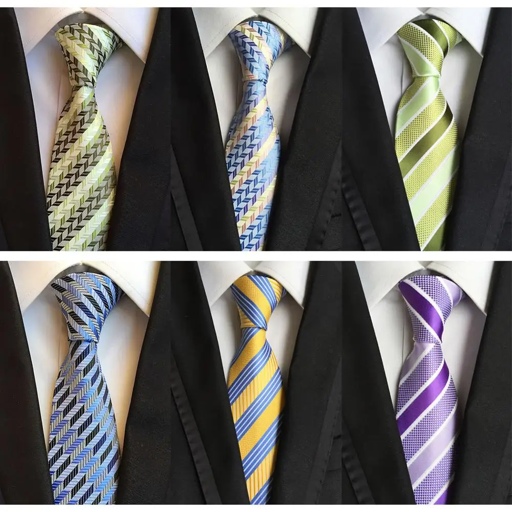 Модный мужской классический галстук джентльмена в полоску синий зеленый