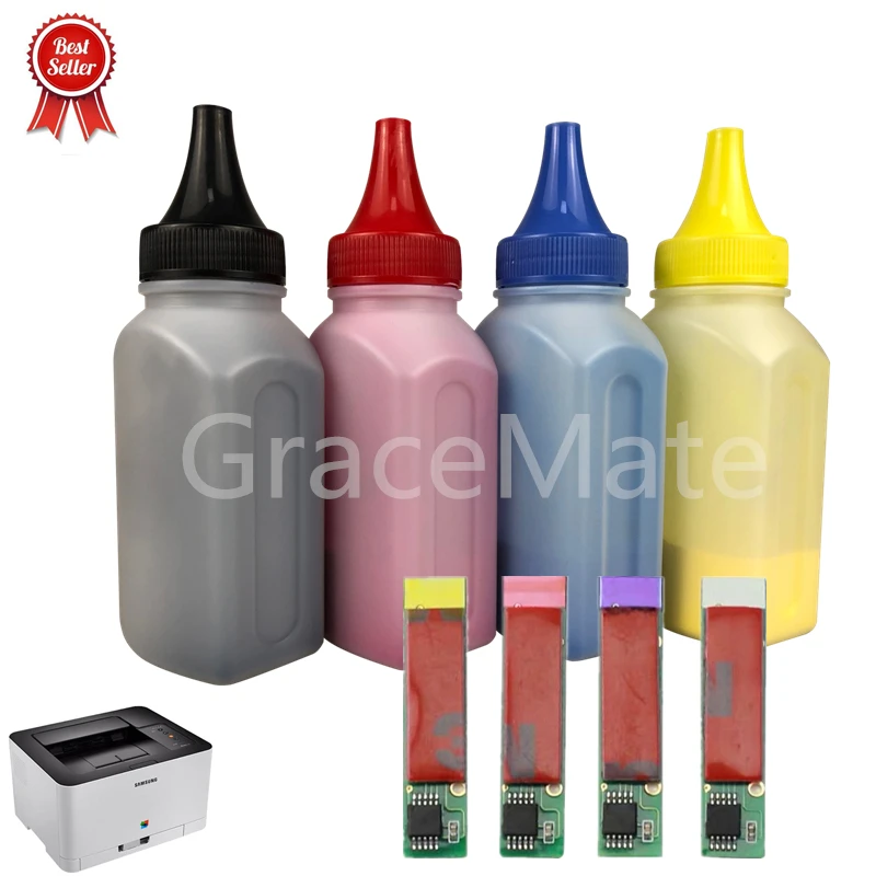 4 шт Тонер порошок + цветные чипы для Samsung CLP320/325/326/321N/CLX 3186/3185/3186N/3186FN/3180/3285 CLT 407S K407S