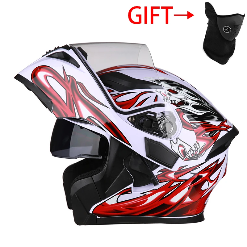 Шлем мотоциклетный противотуманный унисекс откидной на все лицо для мужчин и