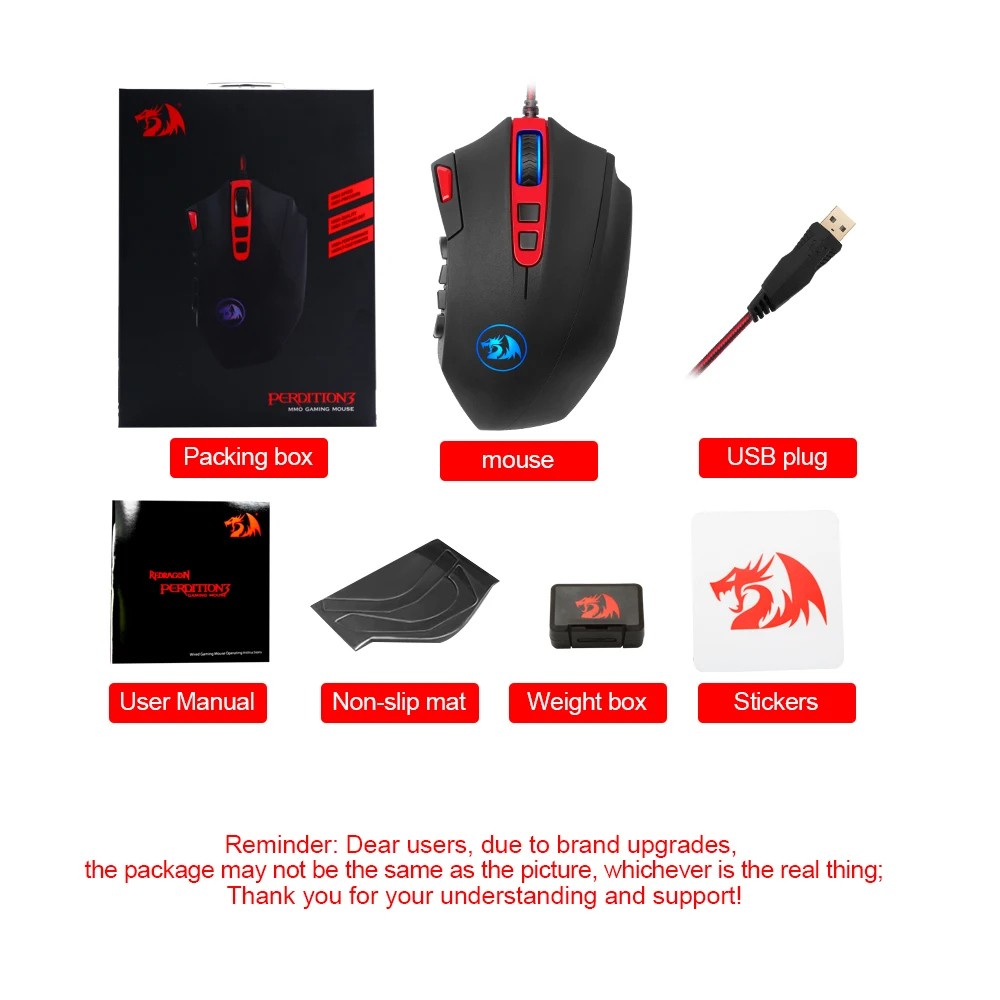 Redragon Perdition M901 USB Проводная игровая мышь 12400 точек/дюйм 19 кнопок программируемые